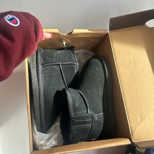 BearPaw Kids Black Suede Boots